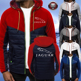 Otoño invierno de los hombres de la moda de la cremallera chaquetas del coche logotipo de Jaguar sudadera con capucha abrigos de costura de Color de lana sudaderas con capucha chaquetas de deportes al aire libre desgaste con capucha sudaderas Casual abrigo