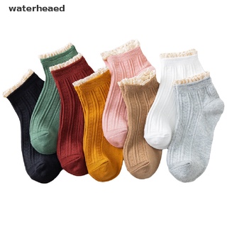 (waterheaed) vintage encaje volantes calcetines de las señoras niñas color sólido calcetines de algodón en venta