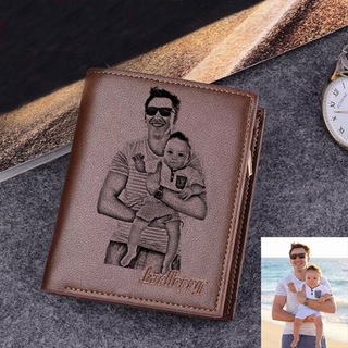 Cartera personalizada para regalo para hombre cartera con foto grabada de cuero