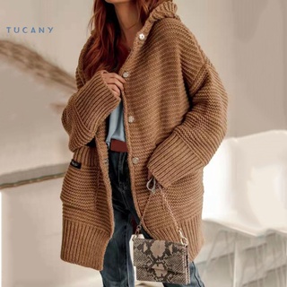 Tucany cárdigan Para mujer abrigo dama color sólido suelto cárdigan Casual cómodo Para el clima frío (2)