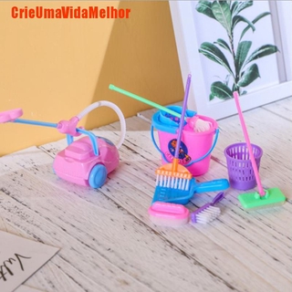 Cvm 9 piezas Mini trapeador De escoba juguetes herramientas De limpieza Kit De Casa De muñecas juguetes limpios