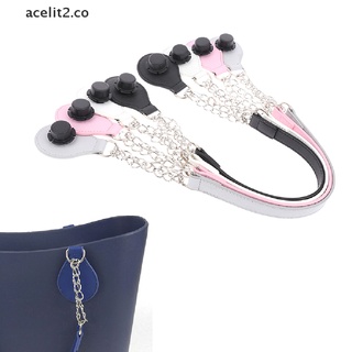 ACEL 1Pair Long Leather Pu Chain Handle With Tear Drop End Double Metal Chain O Bag CO