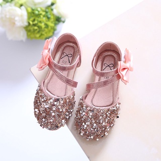 Sandalias de los niños Baotou lentejuelas zapatos de cuero de las niñas de la princesa zapatos de las niñas zapatos de baile [gdfgd55.my10.25]