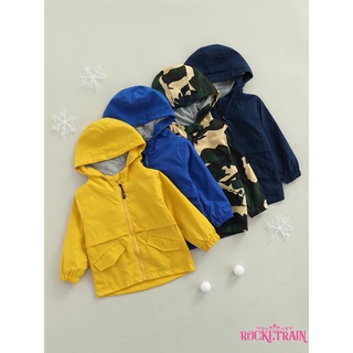 Nv - chaqueta con cierre de cremallera Casual para niños, Color sólido, estampado de camuflaje, abrigo con capucha, 2-7 años