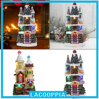 [LACOOPPIA] Resina navidad casa de nieve árbol Artificial pueblo de navidad para decoración del hogar