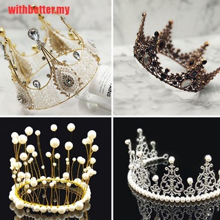 [Withbetter] 1 pieza de corona para tartas de cristal, perla, Tiara, adornos para el cabello