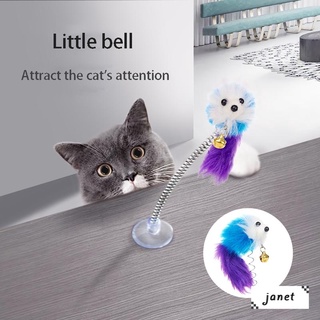 Juguetes para gatos para mascotas Sucker Spring Feather Mouse Shape Divertido juguete interactivo para gatitos Janet