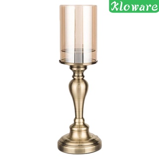 [KLOWARE] Portavelas con cilindro de pilar de Metal, soporte de vela cónico de cristal, soporte para vela, hogar, comedor, mesa, centros de mesa, decoración