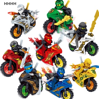 [WYL] 8stk Ninjago motocicleta Set minifiguras Ninja Mini figuras bloques juguetes se adapta a Lego **