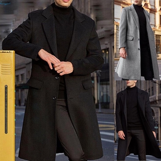 abrigo de manga larga de los hombres blazer de invierno de negocios gabardina cortavientos outwear abrigo largo chaqueta de trabajo formal más el tamaño (2)