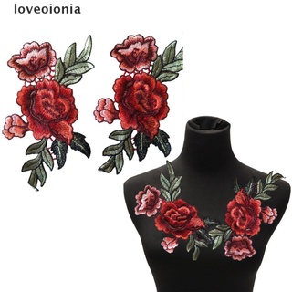[loveoionia] 2 unids/set de parches de flores de rosas bordados florales parches para coser para bricolaje gdrn