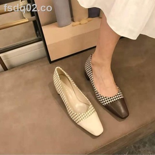 fsdq02.coXiaoxiangfeng Doudou zapatos zapatos individuales para mujer 2021 nueva primavera y otoño moda tacón medio boca baja punta cuadrada tacón grueso suave