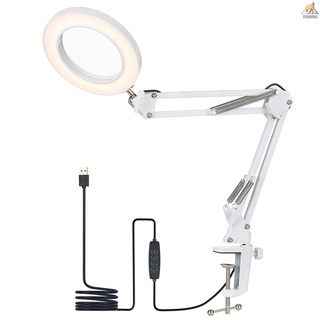 [fiki] Lámpara de mesa Flexible con abrazadera para brazo oscilante regulable LEDs luz de escritorio 3 modos de Color y 10 niveles de brillo lectura de trabajo estudio de luz