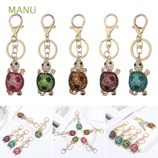 MANU Gifts Alloy Keychain Fashion Diamond-studded Rhinestone Girls Woman Chain Ornaments Car Pendant Metal Little Turtle/Multicolor