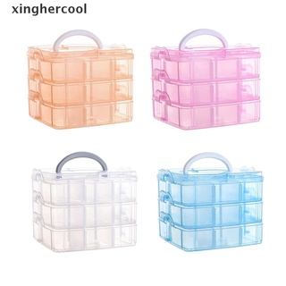 [xinghercool] 18 rejillas de plástico ajustable caja de almacenamiento de 3 capas de cuentas de joyería contenedor caliente