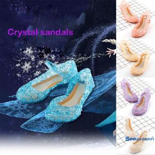 Seekids Girls Crystal Jelly sandalias princesa Frozen Elsa Cosplay fiesta zapatos de baile