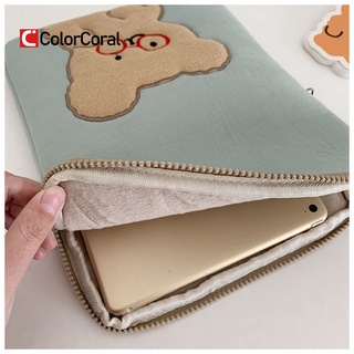 ColorCoral Tablet Case Laptop Storage Bag For Mac Ipad pro 9.7 11 13inch Cartoon Glasses Bear Koala Sleeve Liner Bag Student Girls Case (4)