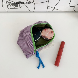 Fw++ moda cremallera bolsa de las mujeres Toiletry bolsa de lavado a cuadros patrón de algodón maquillaje caso