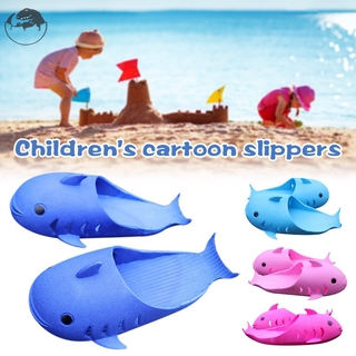Verano niños y niñas antideslizante zapatillas lindo delfín de dibujos animados forma para el baño en casa