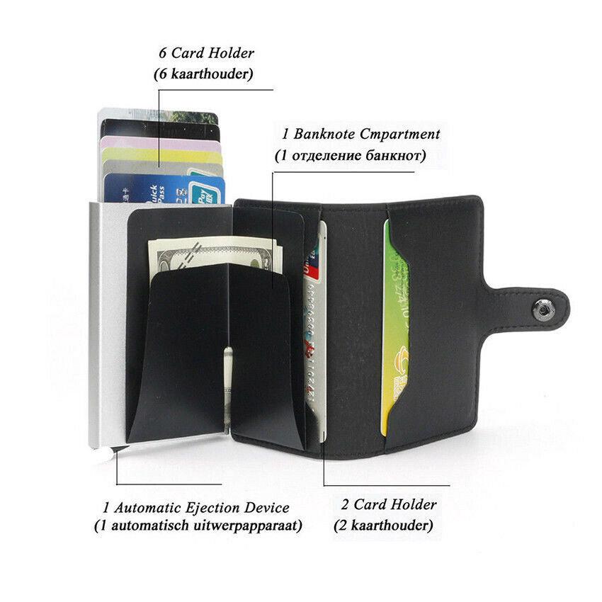 slim pop up titular de la tarjeta de crédito de cuero pu anti escaneo de metal cartera bolsillo (4)