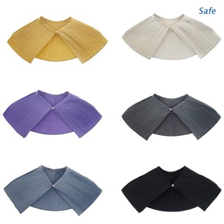 Seguro coreano de las mujeres en forma de ventilador plisado cuello falso personalidad de Color sólido blusa decorativa volantes gran chal capa Capelet