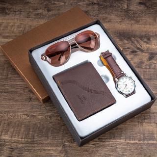 Coolplays Set de regalo para hombre reloj de cuarzo + cartera + gafas de sol con caja de regalo exquisita (5)