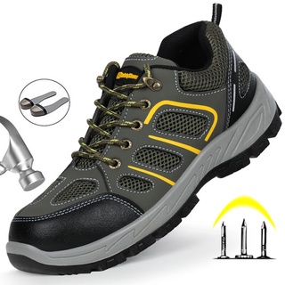 Los hombres zapatos de acero del dedo del pie de protección de trabajo Anti Smashing zapatos de trabajo hombre punción a prueba de seguridad transpirable masculino zapatillas de deporte de los hombres calzado