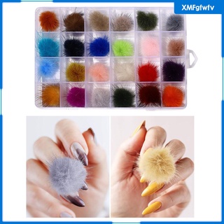 juego de bolas de peluche extraíble para uñas, diseño de uñas, colorido (3)