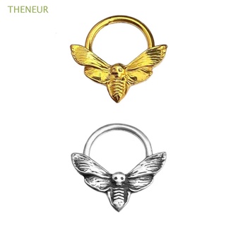 THENEUR Single Alloy Women Gold And Silver Nose Ring New Nose Piercing Jewelry Fashion Piercing Moth C Shaped