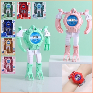 Transformación juguete juguetes para niños Robot reloj Digital niños niña niño creativo regalo de cumpleaños juego Doh mesa Harajuku