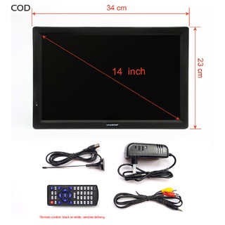 [cod] 14 pulgadas hd portátil tv dvb-t2 atsc digital analógica televisión mini coche pequeño tv caliente