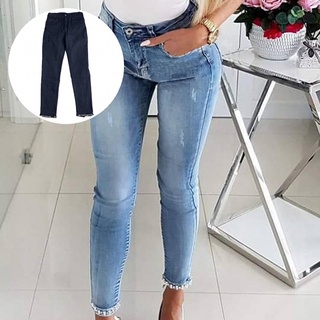 troubleba pantalones mujer jeans arco puño señora skinny jeans cómodo streetwear