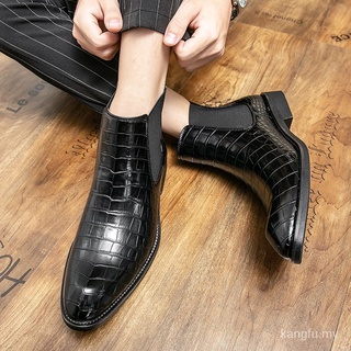 Nuevos Hombres Botas De Cuero Zapatos Kasut Mediados De La Parte Superior De Deslizamiento En Casual MaEC
