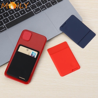 MOILY Universal teléfono cartera caso autoadhesivo pegatinas tarjetas de identificación titular de la tarjeta de crédito bolsas elásticas monedero de silicona palo en el bolsillo del teléfono móvil/Multicolor