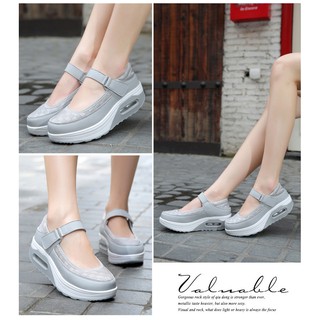 Mujeres transpirable cuñas zapatos Hitam Putih Misi enfermera tamaño 35-42❤️(gris)