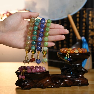Pulsera de Jade colorida de piedra agrietada para mujer, diseño de calcedonia