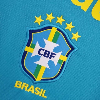2021 brasil traje de entrenamiento azul camiseta de fútbol (7)