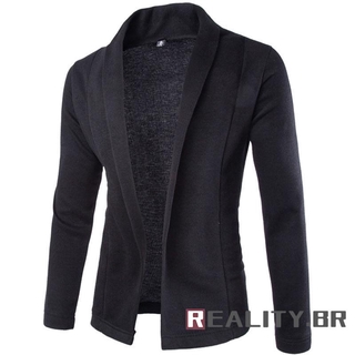 🔥-fashion otoño invierno hombre blazer casual ajustado sólido sin botón traje de trabajo blazer chaqueta outwear (3)