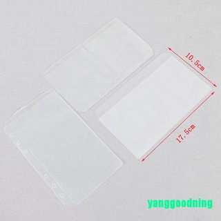 Yanggoodning 1 pieza A6 1/2/3 rejillas transparentes De hoja suelta con cremallera bolsillos tarjeta De Crédito (7)