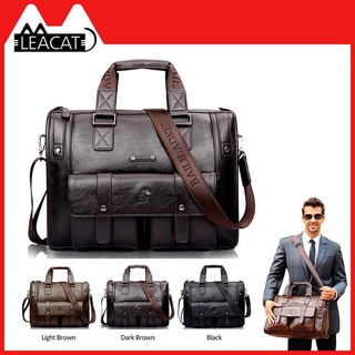 Leacat hombres de cuero Bla maletín de negocios bolso de mensajero bolsos masculinos Vintage bolso de hombro de los hombres grandes portátil bolsas de viaje caliente X ZC