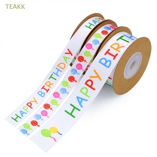 teakk 1/3 rollos de cintas de costura de satén envoltura grosgrain regalo feliz cumpleaños manualidades tela globos cinta
