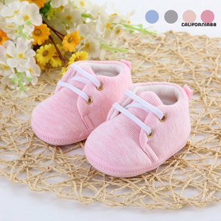 Cf88Yyt bebé bebé Color sólido suela suave antideslizante cordones de algodón niño zapatos de caminar (2)