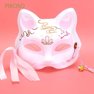 piroso 3d disfraz de protección de fiesta estilo japonés cosplay props gato protección con borlas mascarada festival campana no tóxico pintado a mano unisex decoración de halloween