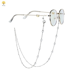 Melodg mujeres gafas cadena exquisita gafas de sol cadena de protección cordón perla rosa flor cuelga disco Color plata gafas soporte de protección