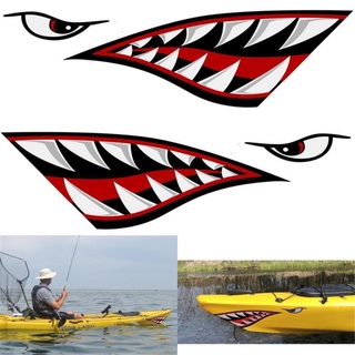 Calcomanía de ojos de boca de dientes de tiburón/calcomanía para Kayak/barco/barco/herramientas