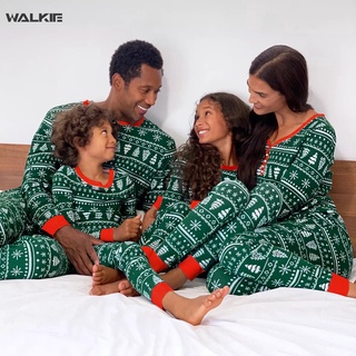 WALKIE 2021 Familia Navidad Coincidencia Pijamas Conjunto Madre Padre Niños Ropa Look Traje Bebé Peleles Ciervo Mamá Y Me Verde