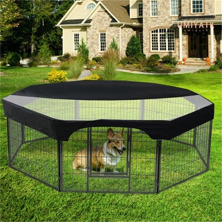 Rain-proof Breathable Dog Playpen Top Cover Fabric Half-mesh Half-fabric Pet Playpen Shaded Cover for Patio