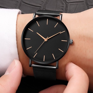 2021 relojes hombres clásico negro ultra delgado acero inoxidable correa de malla de cuarzo reloj relogio mujer reloj