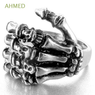 AHMED anillo de acero inoxidable con diseño de calavera para hombre
