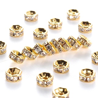 100 Piezas De Plata De 6 Mm/8 Cristal De Diamantes De Imitación Rondelle Espaciador Cuentas DIY Joyería Collar Pulsera (1)
